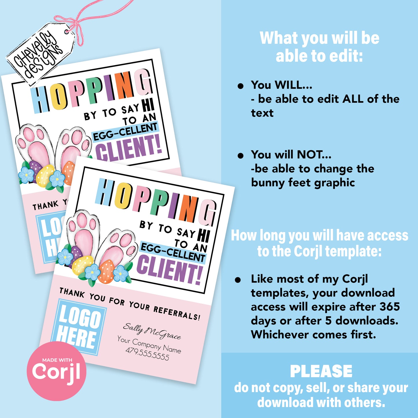 EDITABLE - Hopping by to say Hi to an Egg-cellent Client - Easter Referral Gift Tag - Printable Digital File