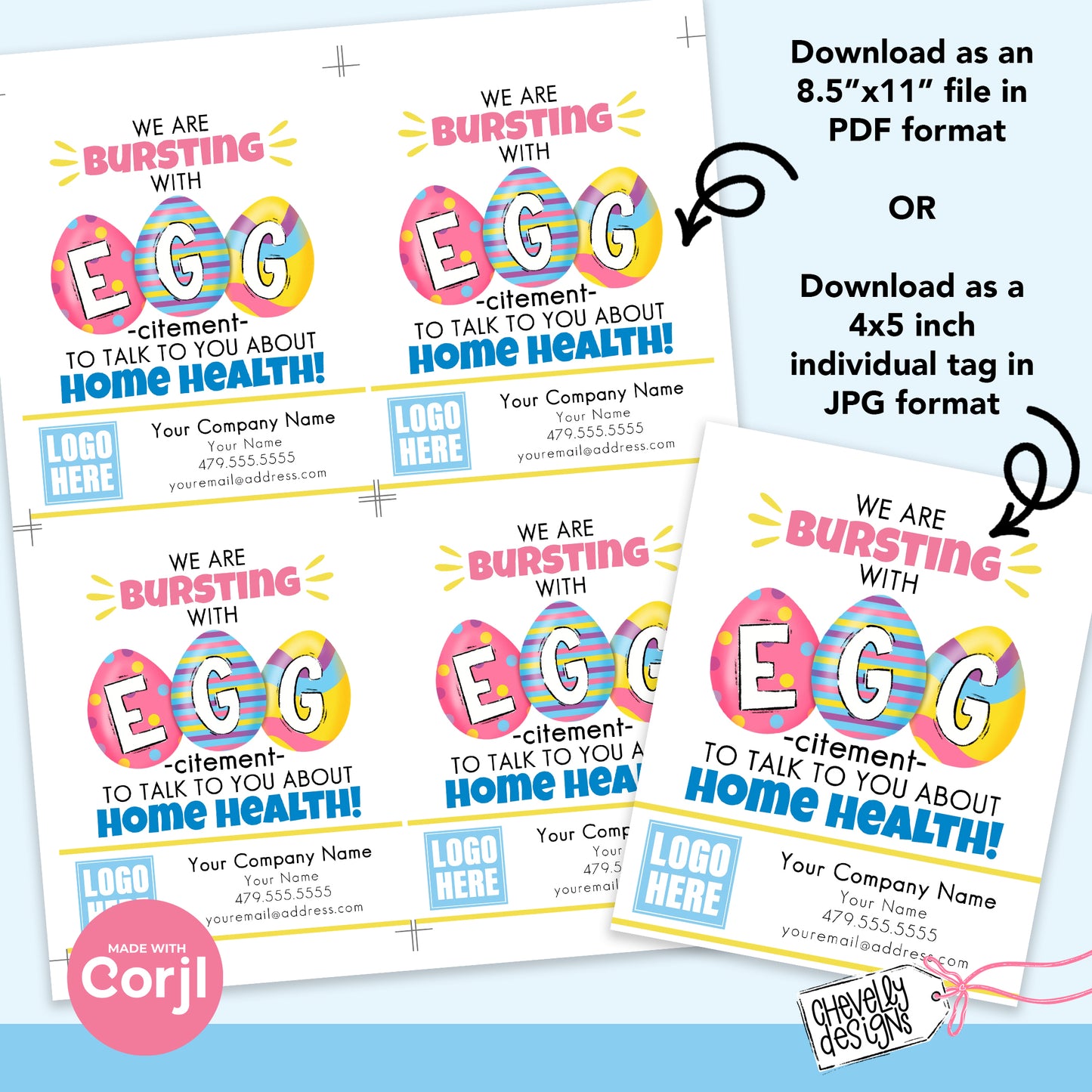 EDITABLE - We are Bursting with EGG-citement - Easter Referral Marketing Gift Tag - Printable Digital File