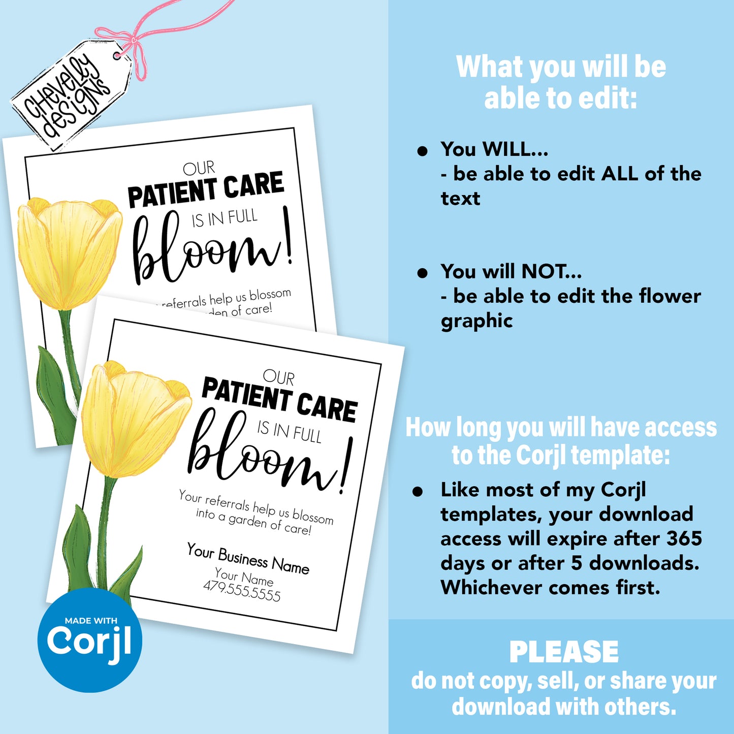 EDITABLE - Our Patient Care is in full Bloom - Spring Referral Marketing Gift Tag - Printable Digital File