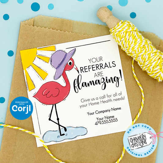 EDITABLE - Your Referrals are Flamazing - Business Referral Gift Tags - Flamingo, Summer - Printable Digital File