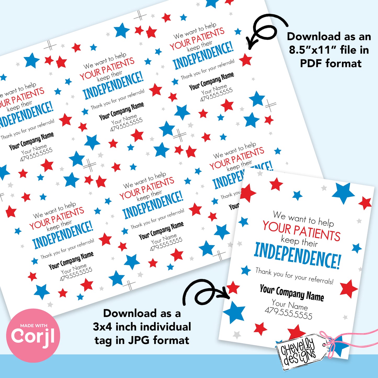 EDITABLE - Keep Their Independence - Referral Gift Tags - patriotic, 4th of July - Printable Digital File