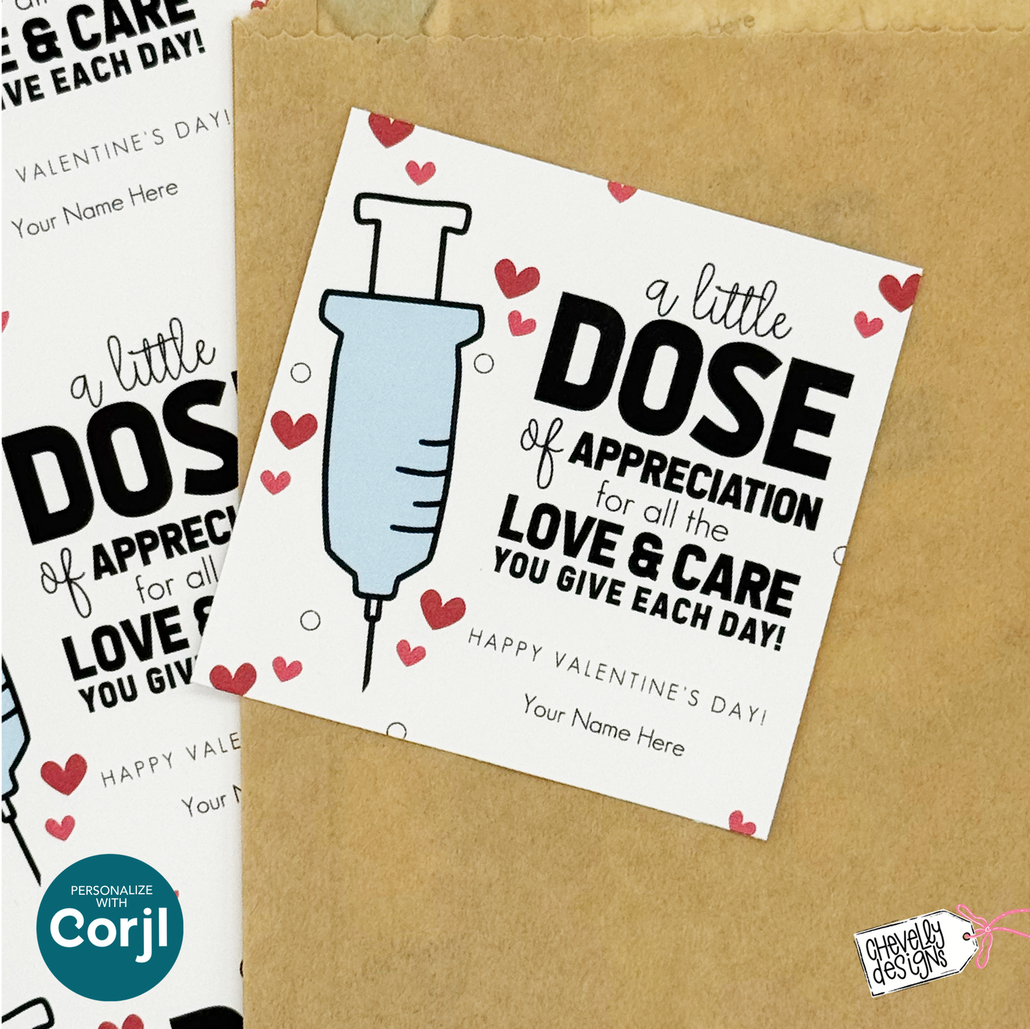 Editable Referral Gift Tag: Dose of Appreciation, Valentine Marketing Label, Printable HTV016