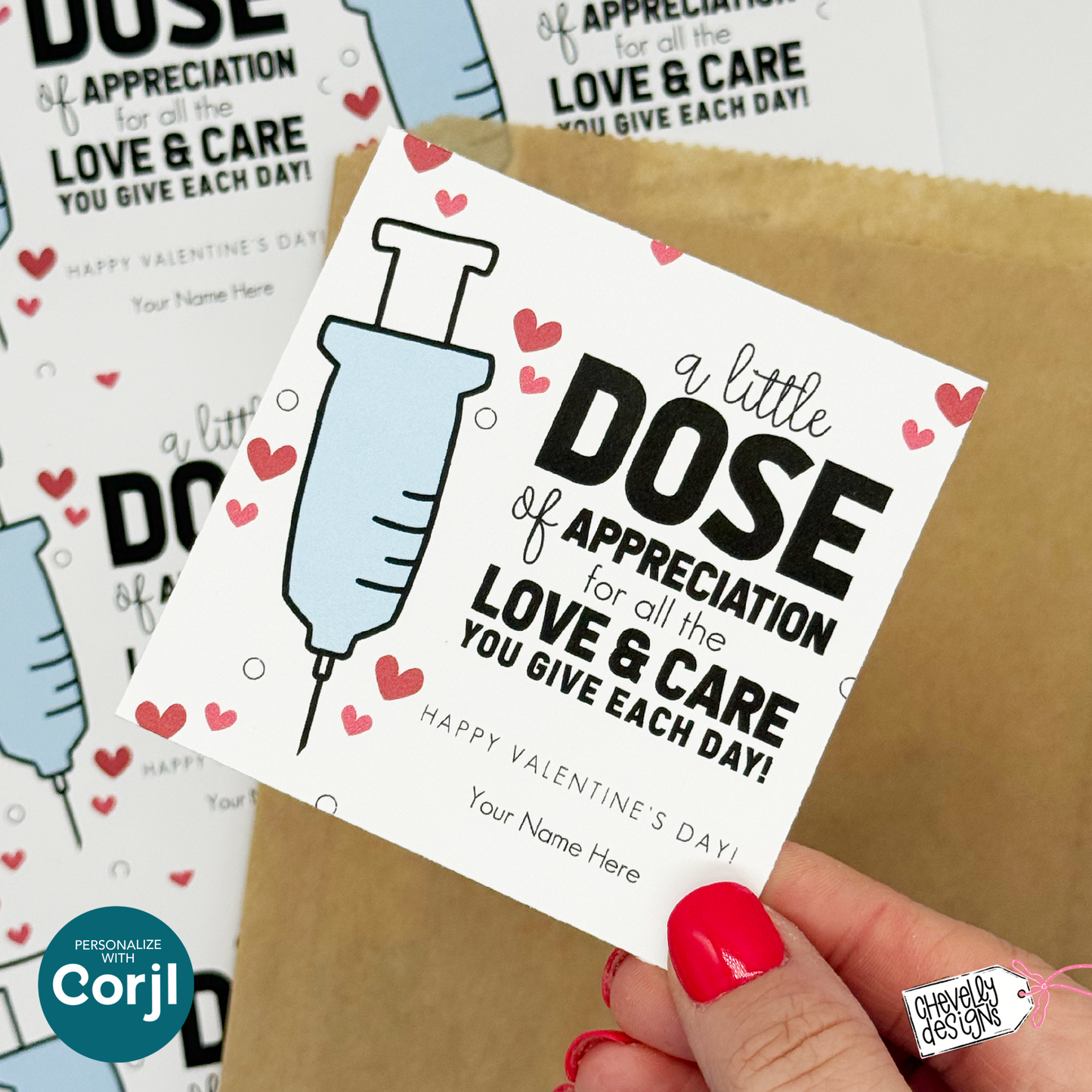 Editable Referral Gift Tag: Dose of Appreciation, Valentine Marketing Label, Printable HTV016