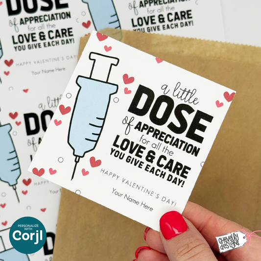 Editable Referral Gift Tag: Dose of Appreciation, Valentine Marketing Label, Printable HTV016