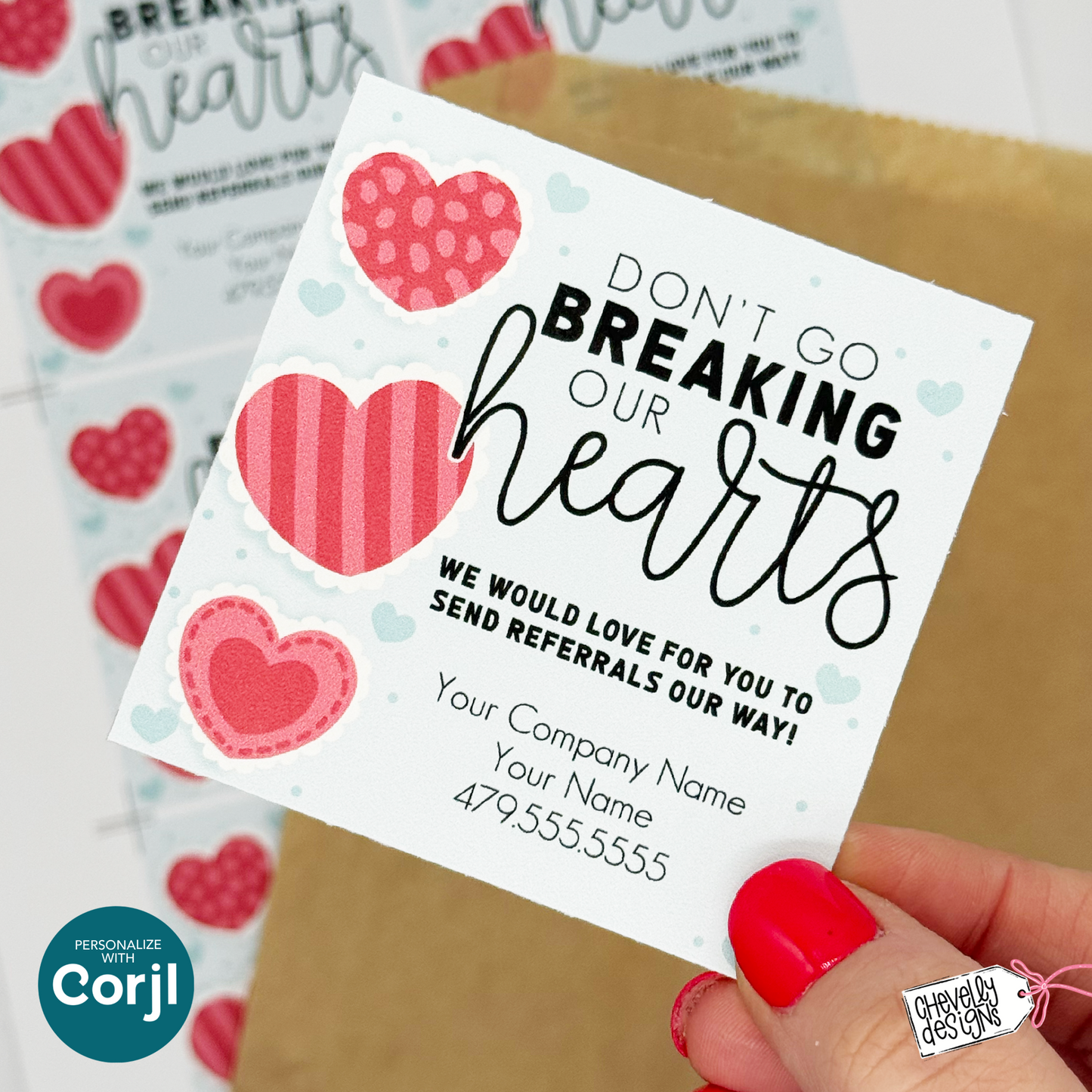 Editable Referral Gift Tag: Breaking Hearts, Valentine Marketing Label, Printable HTV017