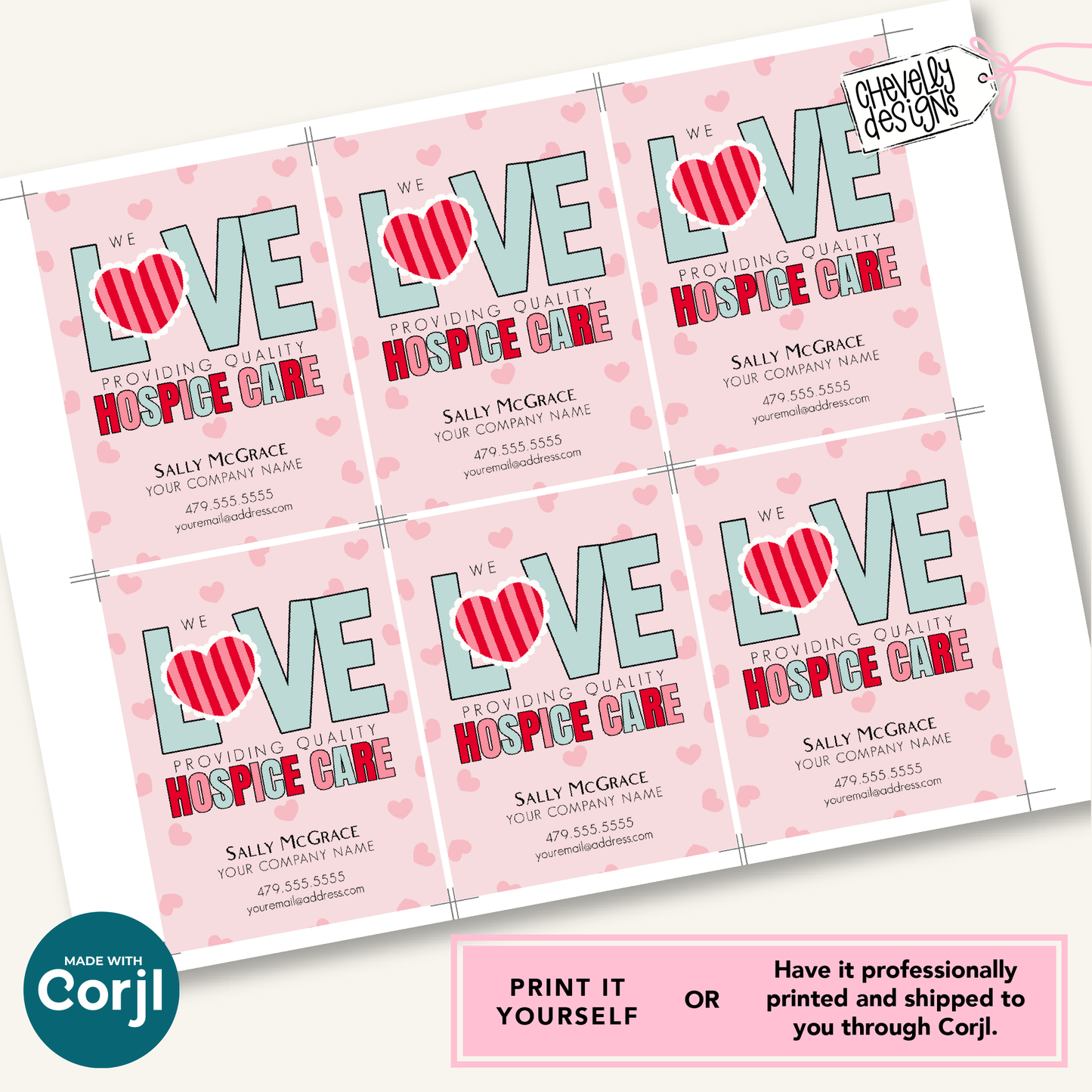 Editable Referral Gift Tag: Love Quality Hospice Care, Valentine Marketing Label (Printable Digital File)