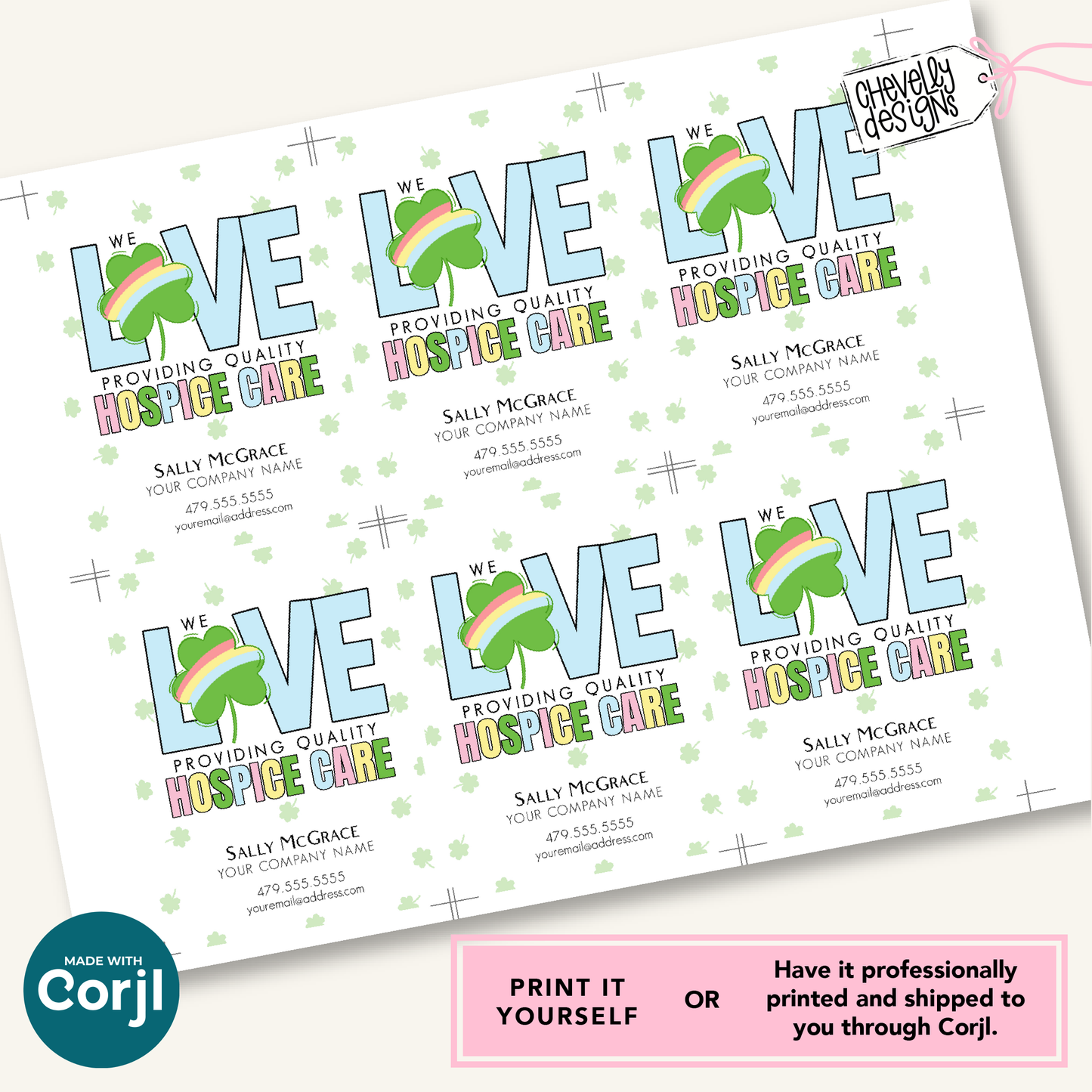 Editable Referral Gift Tag: Love Quality Hospice Care, St Patrick Marketing Label (Printable Digital File)