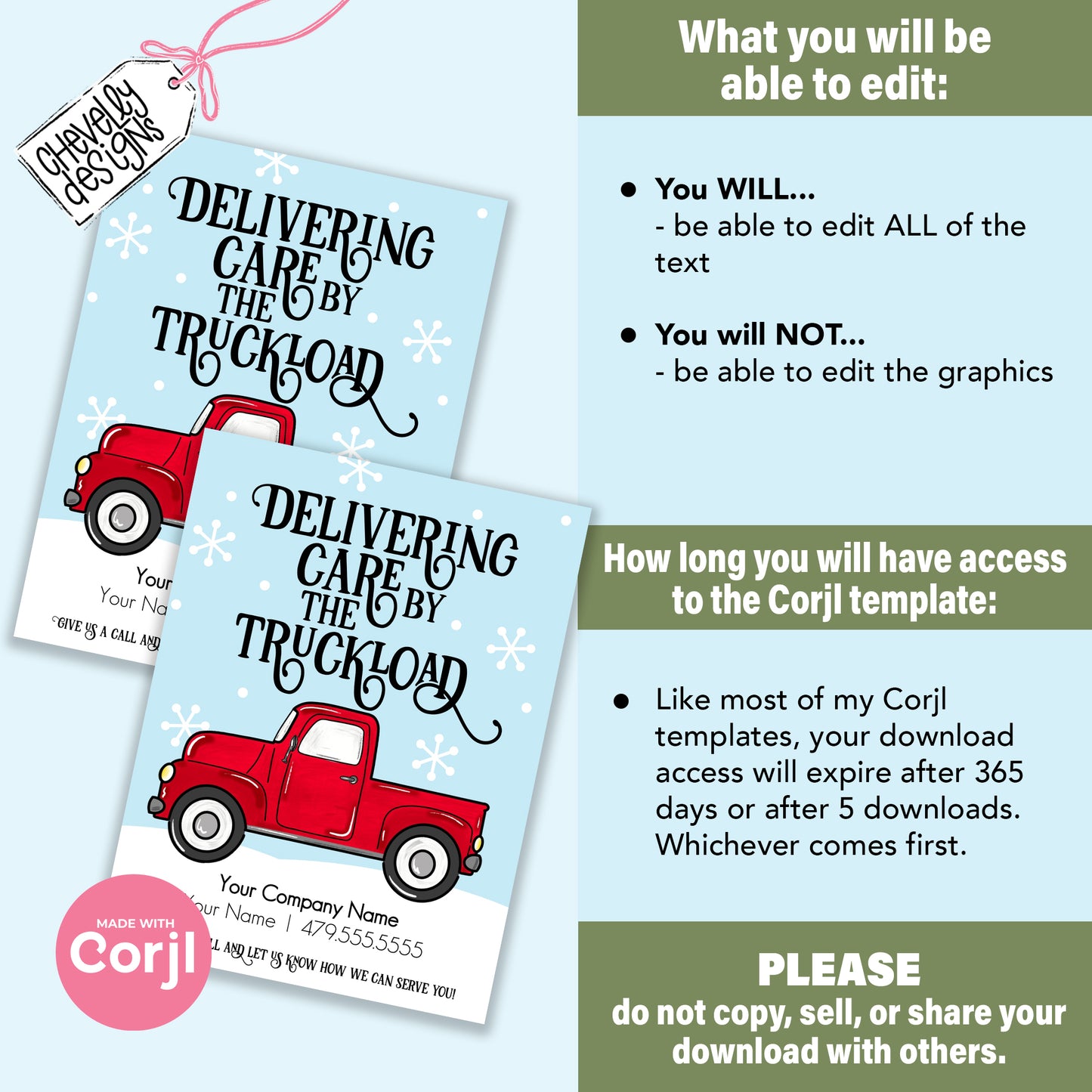 EDITABLE Christmas Referral Gift Tags - Delivering Care - Vintage Truck Healthcare Holiday Labels - Printable, Digital Download