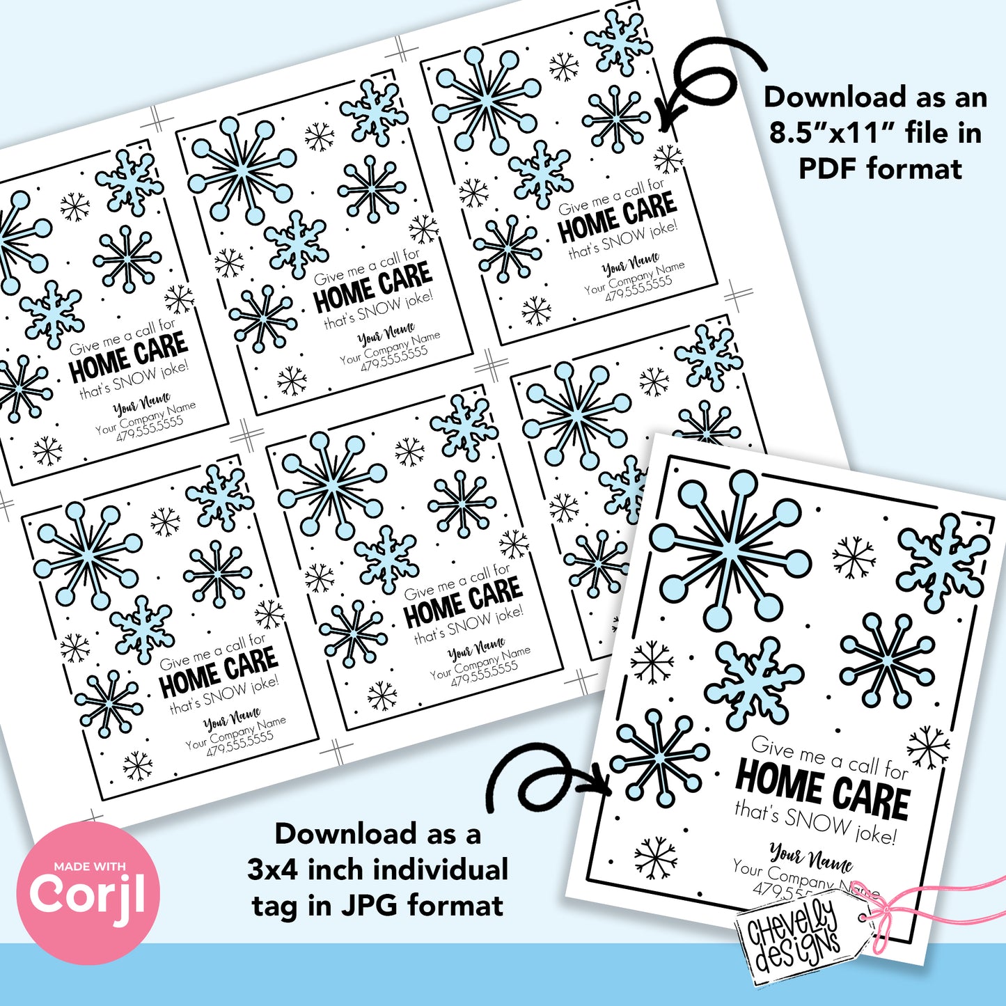 EDITABLE Christmas Referral Gift Tags - Home Care that's Snow Joke - Printable, Digital Download