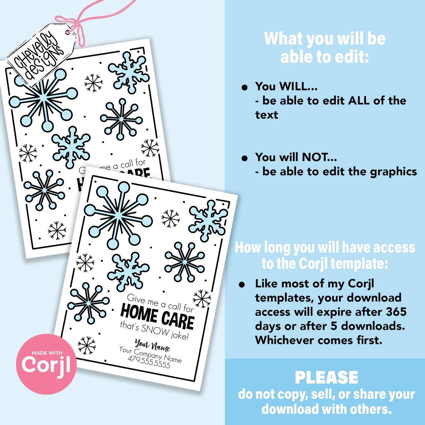 EDITABLE Christmas Referral Gift Tags - Home Care that's Snow Joke - Printable, Digital Download