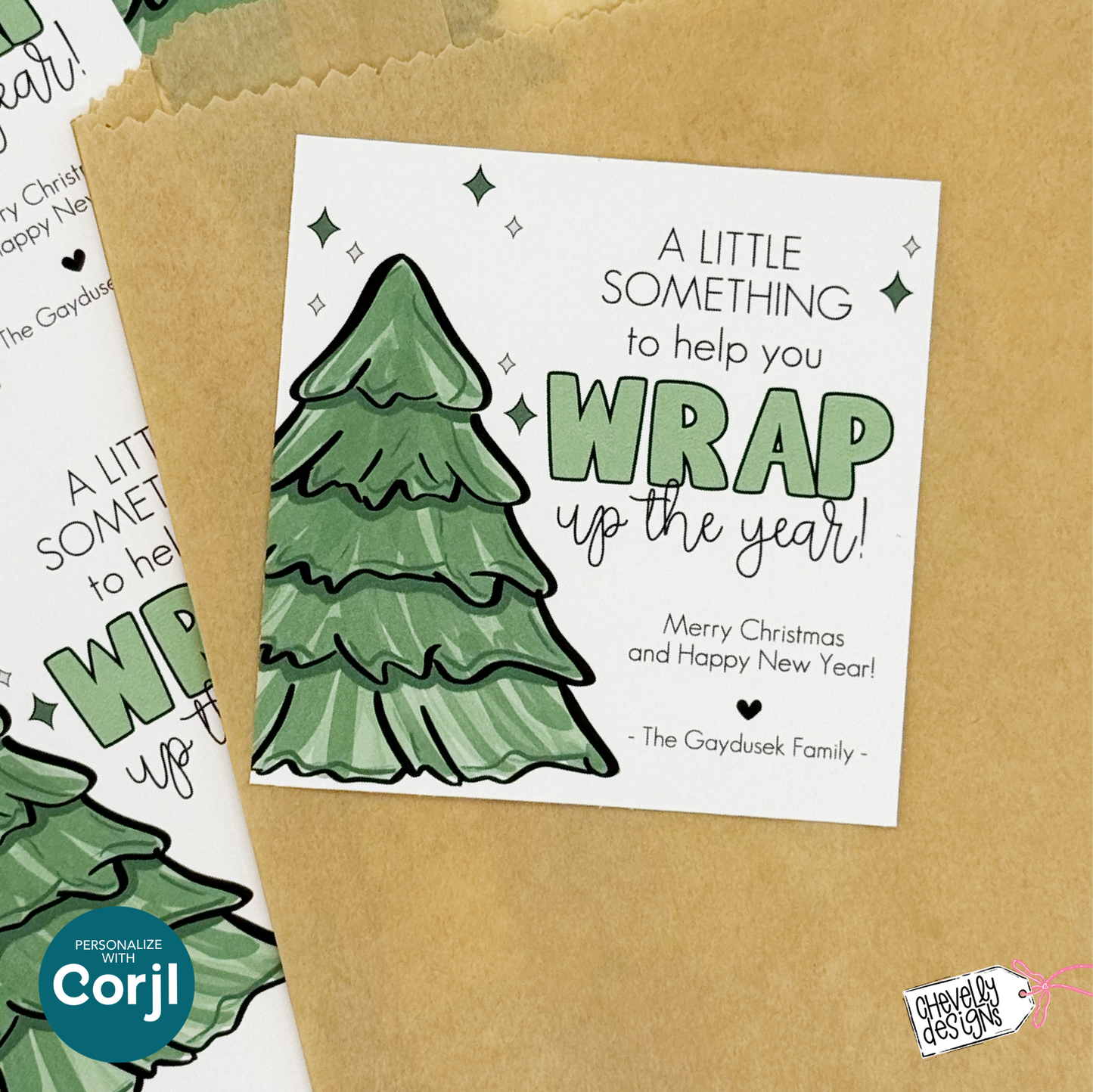 EDITABLE - Wrap Up the Year - Christmas Gift Tags for Wrapping Paper - Printable Digital File - HTX011a