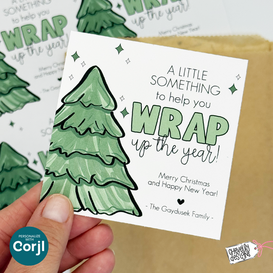 EDITABLE - Wrap Up the Year - Christmas Gift Tags for Wrapping Paper - Printable Digital File - HTX011a