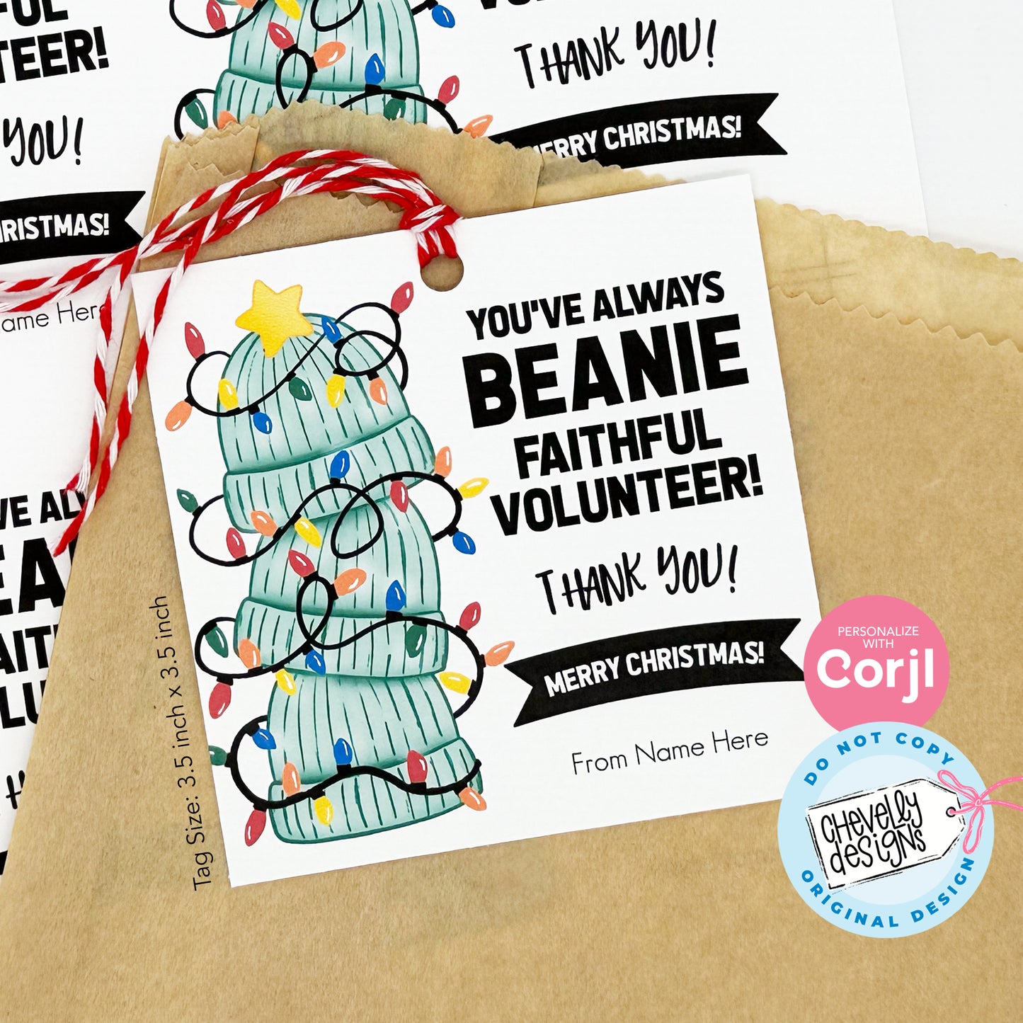 EDITABLE - You've Always Beanie Faithful Volunteer - Christmas Ministry Appreciation Gift Tags - Printable Digital File