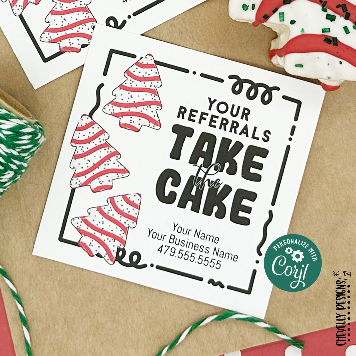 EDITABLE - Your Referrals Take the Cake - Christmas Business Referral Gift Tags - Printable Digital File