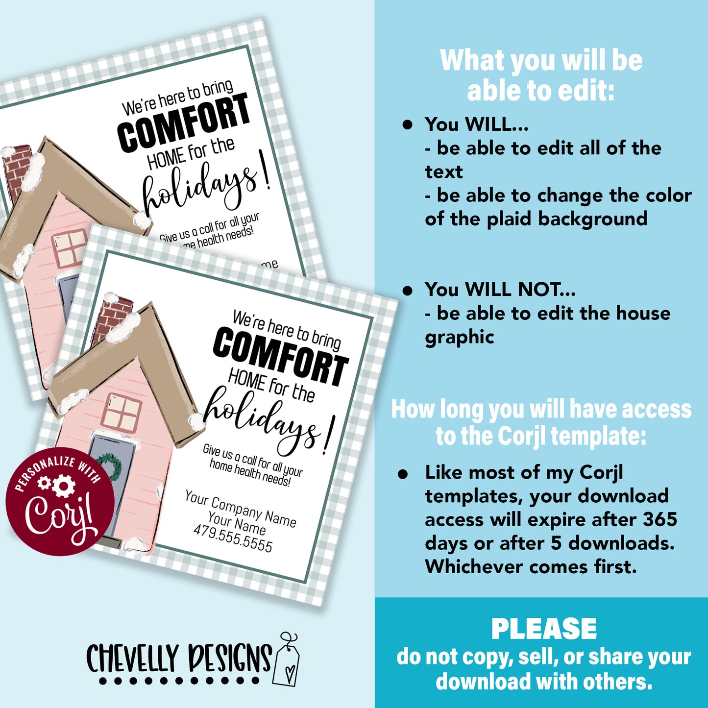 EDITABLE - Bring Comfort Home for the Holidays - Home Health Referral Gift Tags - Printable Digital File