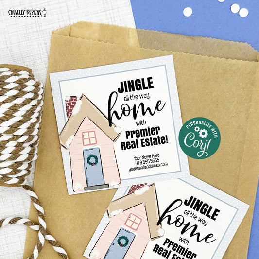 EDITABLE - Jingle All The Way Home - Real Estate Christmas Referral Gift Tags - Printable Digital File