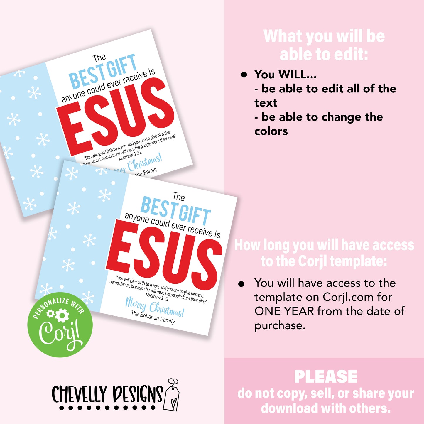 EDITABLE - Best Gift is Jesus - Candy Cane Gift for Classmates and Children's Church Students - Digital File