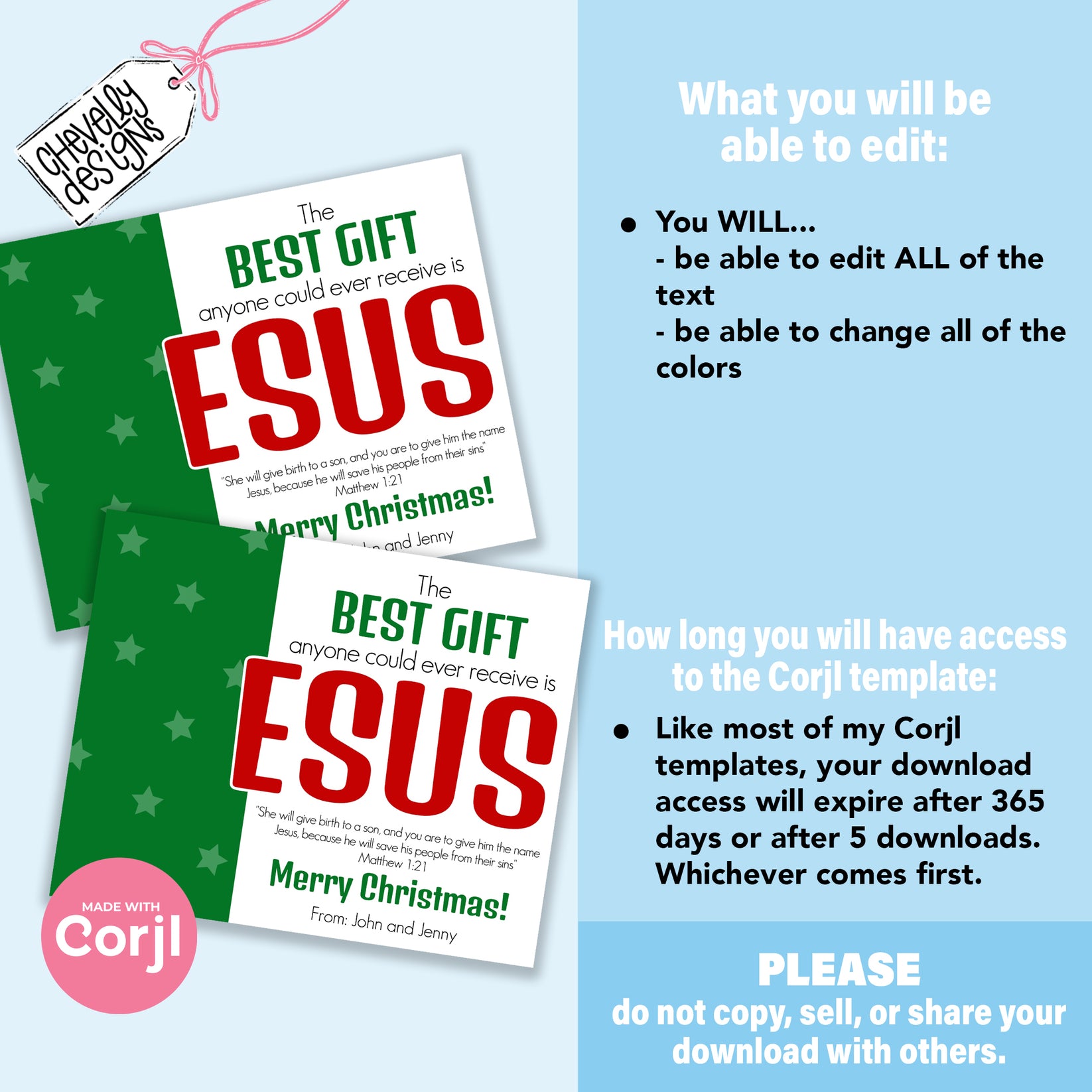 EDITABLE - Best Gift is Jesus - Red and Green Candy Cane Printable - G ...