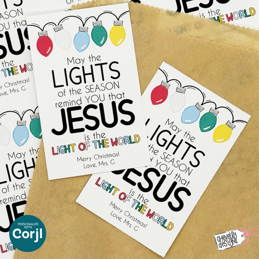 EDITABLE Christmas Gift Tags- Jesus Light of the World, Printable HTX069a