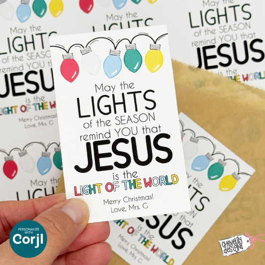 EDITABLE Christmas Gift Tags- Jesus Light of the World, Printable HTX069a