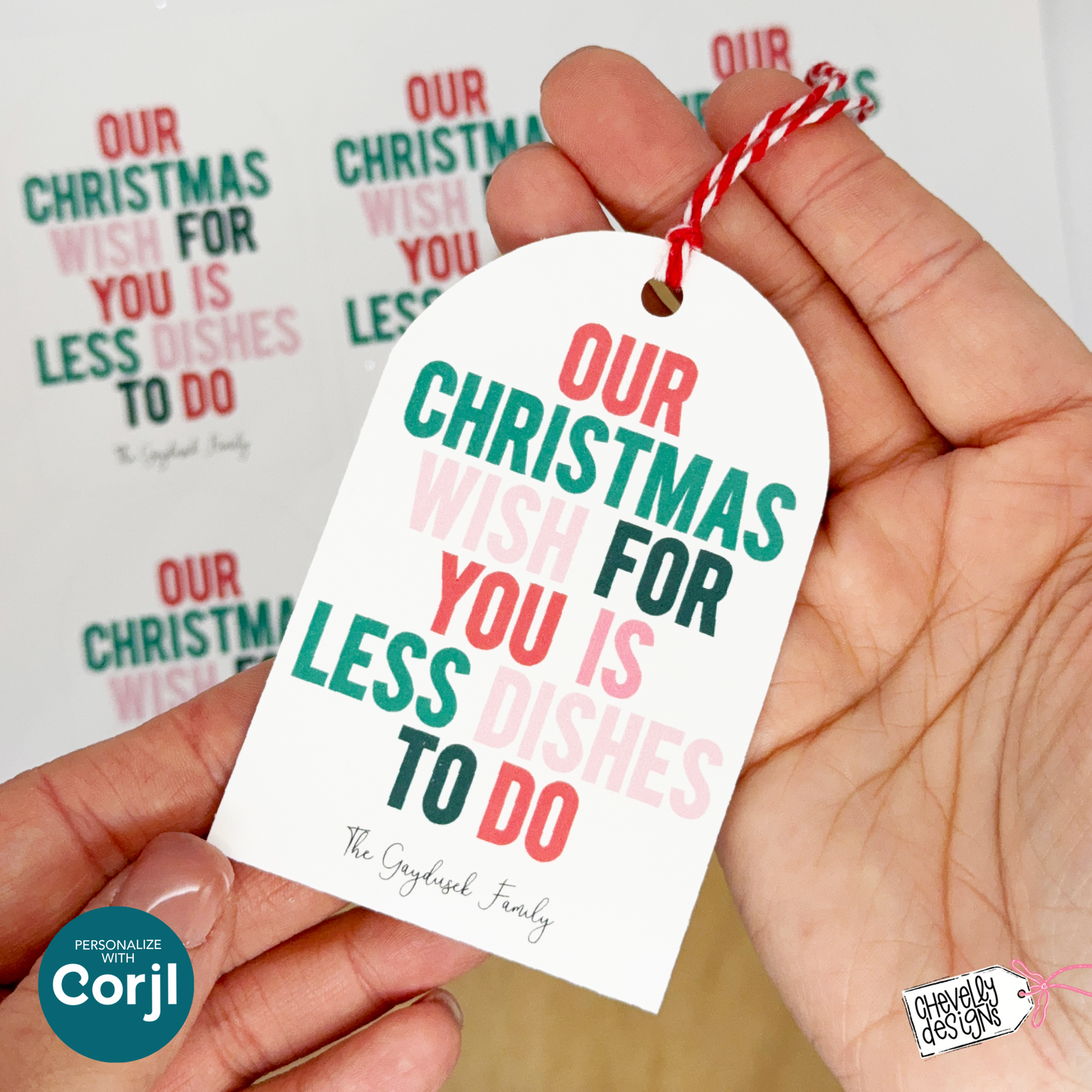 EDITABLE Christmas Gift Tags- Less Dishes To Do, Paper plate gift tag, Printable HTX081