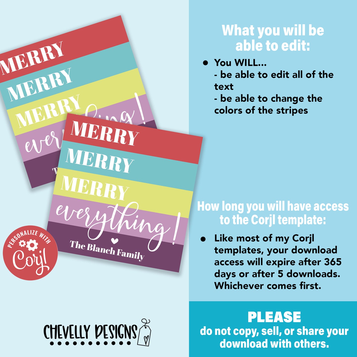 EDITABLE - Merry Everything - Christmas Holiday Gift Tags - Printable Digital File