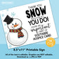 Editable - 8.5x11 Staff Appreciation Sign - Winter Snowman - Printable Break Room Sign