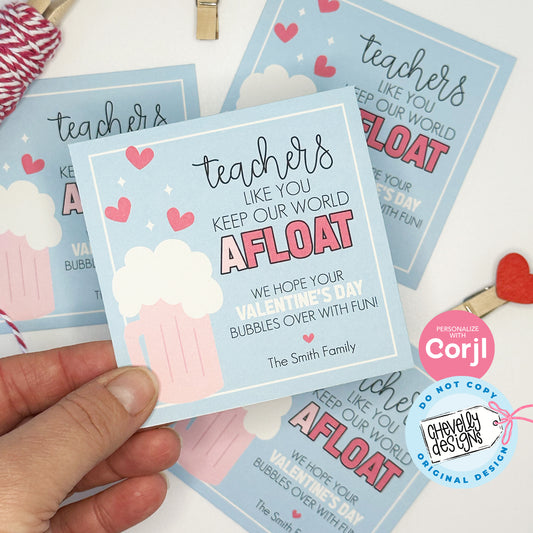 Editable, Teachers Like You Keep Our World aFLOAT, Printable Valentine Cards for Teacher Gift