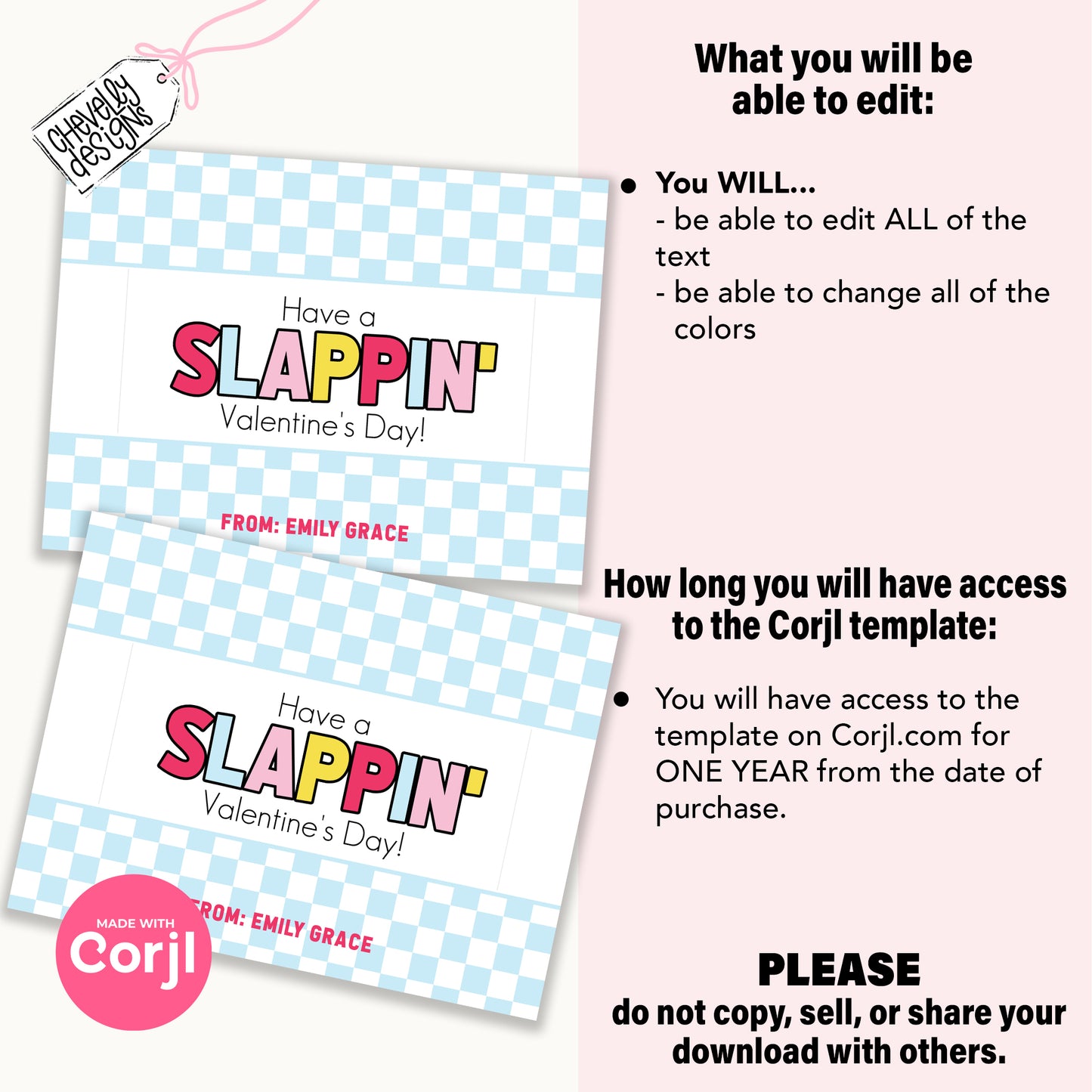 Editable Printable Valentine Cards for Slap Bracelets, Have a Slappin Valentine's Day