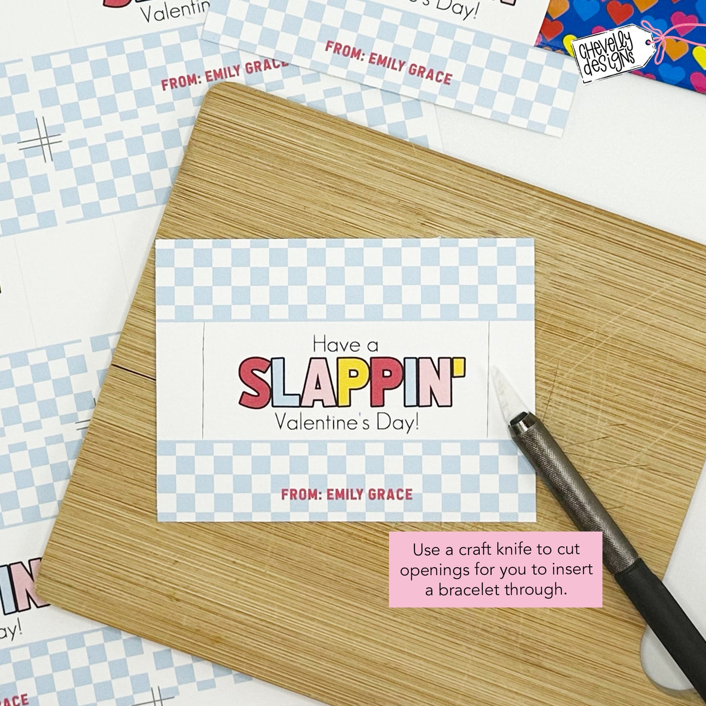 Editable Printable Valentine Cards for Slap Bracelets, Have a Slappin Valentine's Day