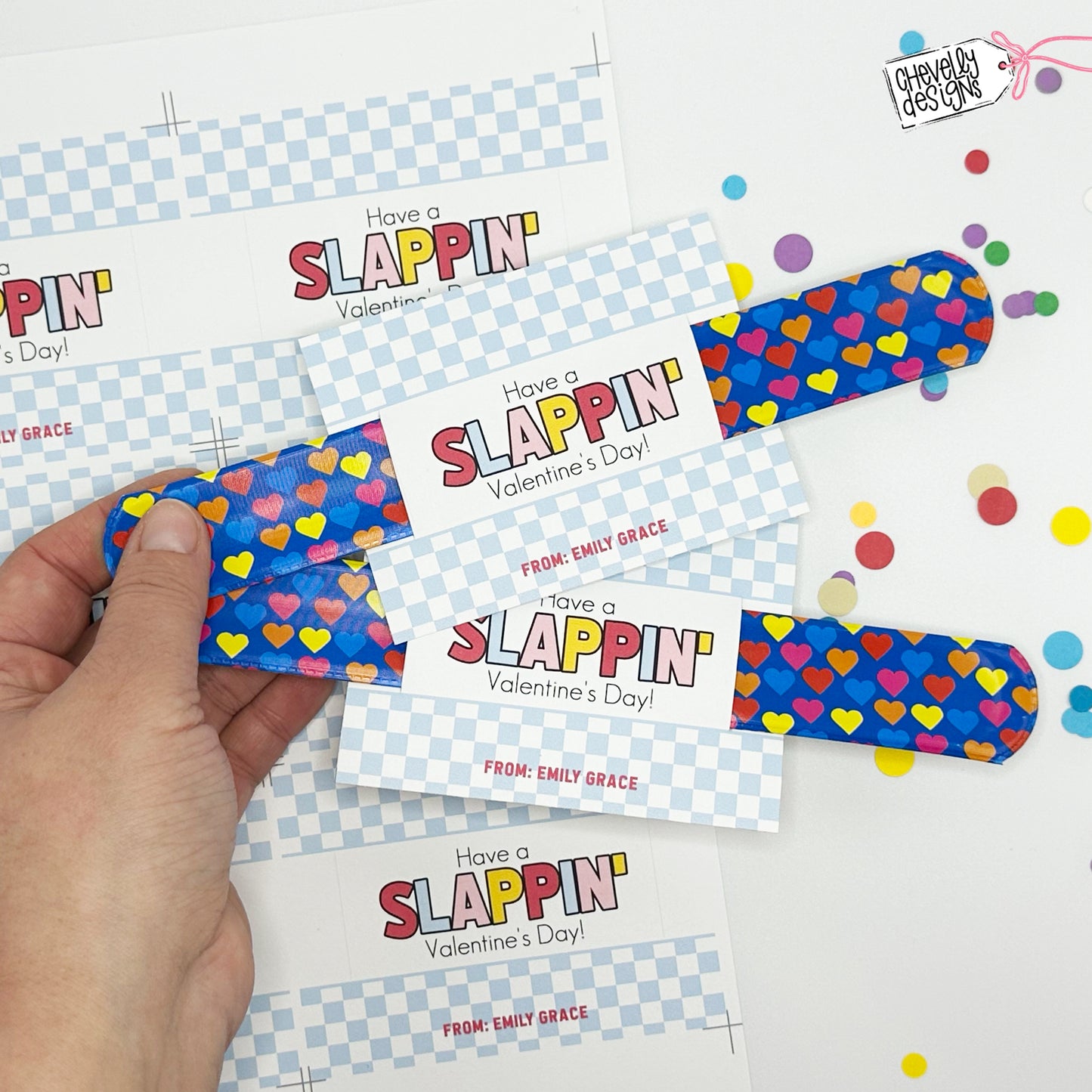 Editable Printable Valentine Cards for Slap Bracelets, Have a Slappin Valentine's Day