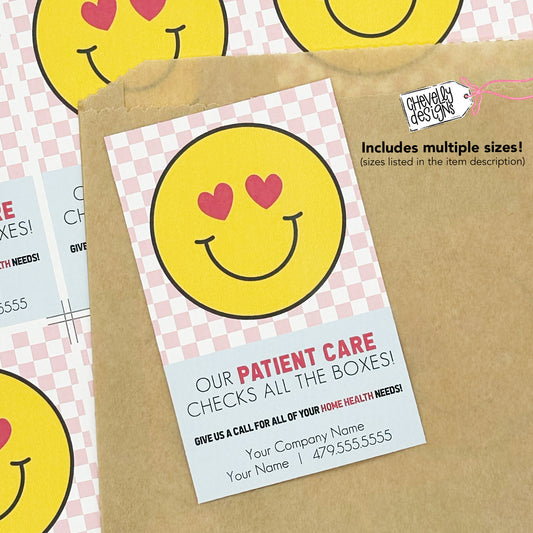 Editable Printable Valentine Marketing Gift Tags, Our Patient Care Checks all the Boxes