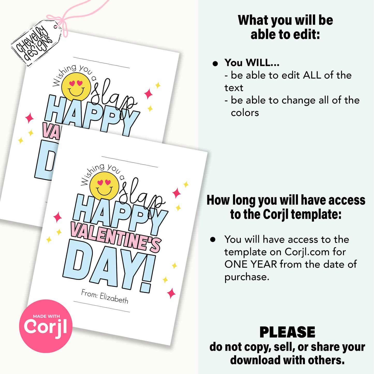 Editable Printable Valentine Cards for Slap Bracelets, Have a Slap Happy Valentine's Day