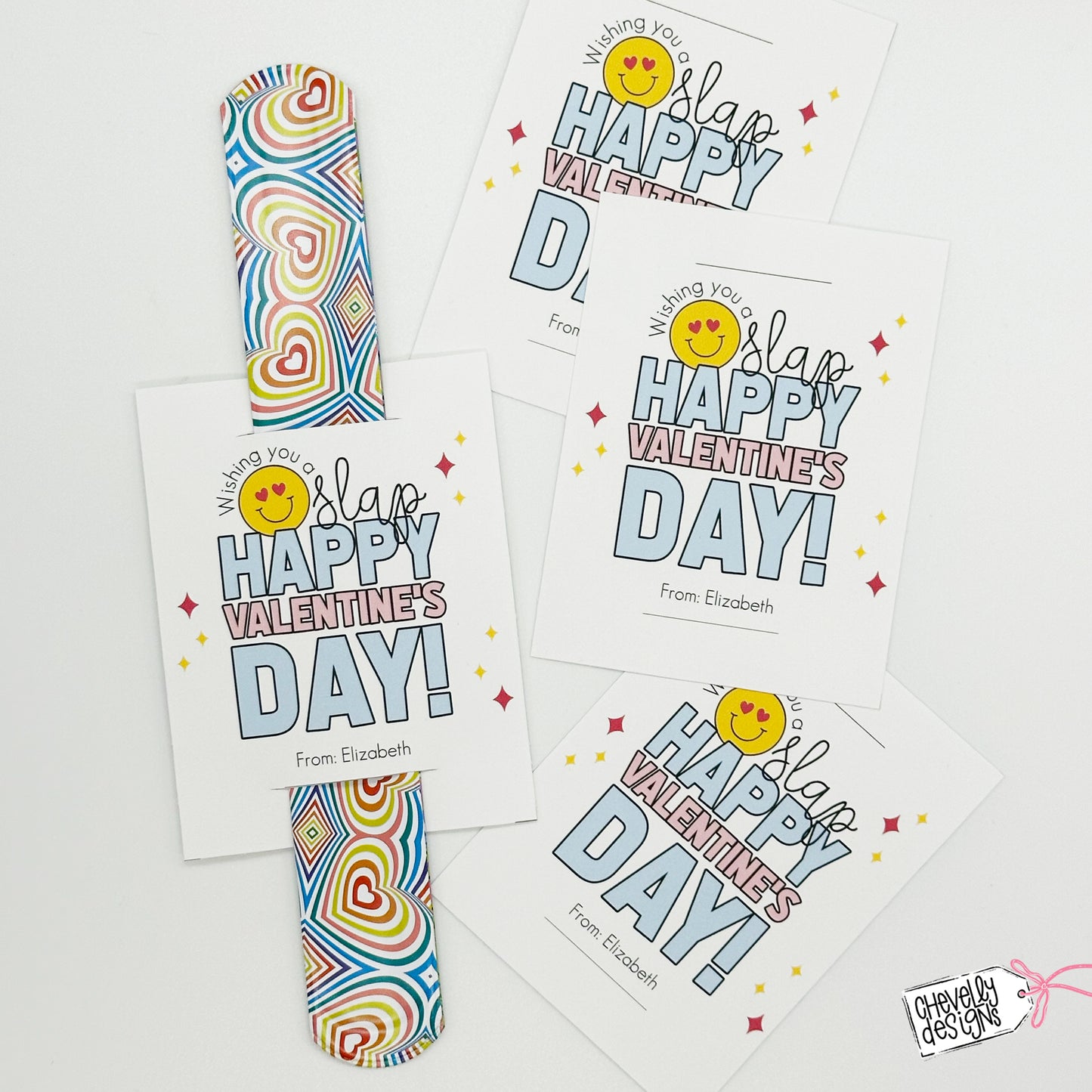 Editable Printable Valentine Cards for Slap Bracelets, Have a Slap Happy Valentine's Day