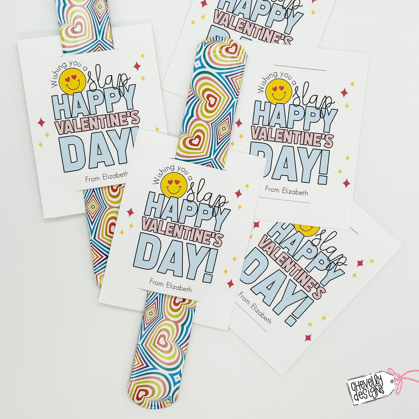 Editable Printable Valentine Cards for Slap Bracelets, Have a Slap Happy Valentine's Day