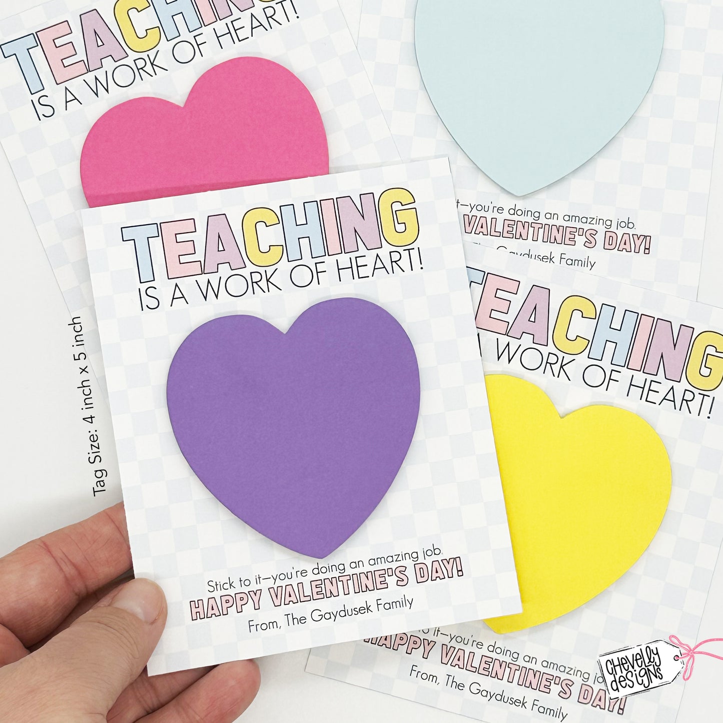 Editable Printable Valentine Cards for Sticky Notes, Teaching is a Work of Heart