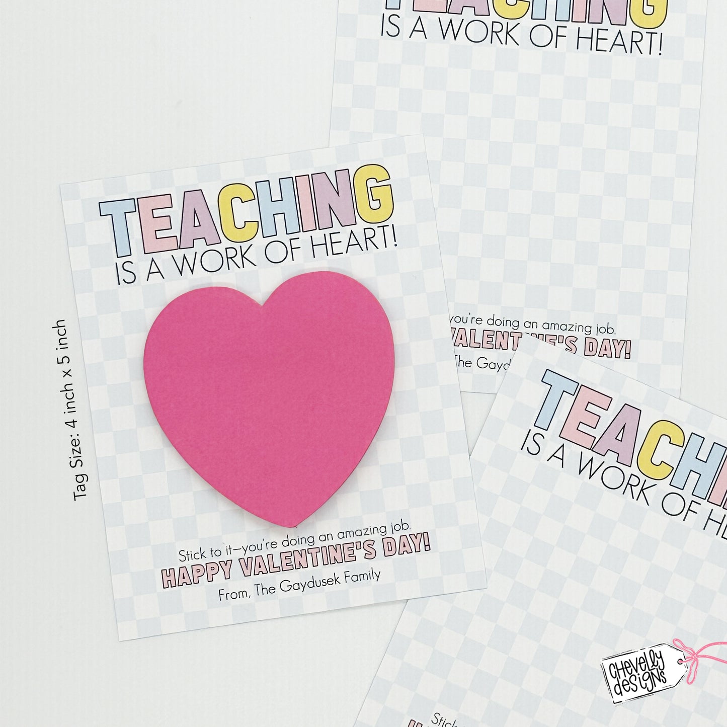 Editable Printable Valentine Cards for Sticky Notes, Teaching is a Work of Heart