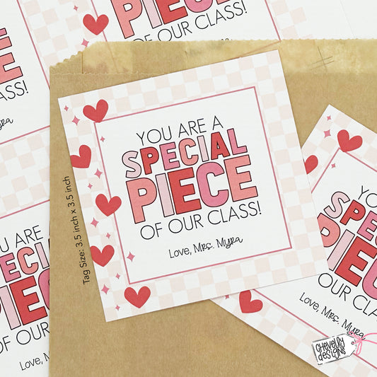 Editable Printable Valentine Cards for puzzles and building blocks, You are a Special Piece of our Class