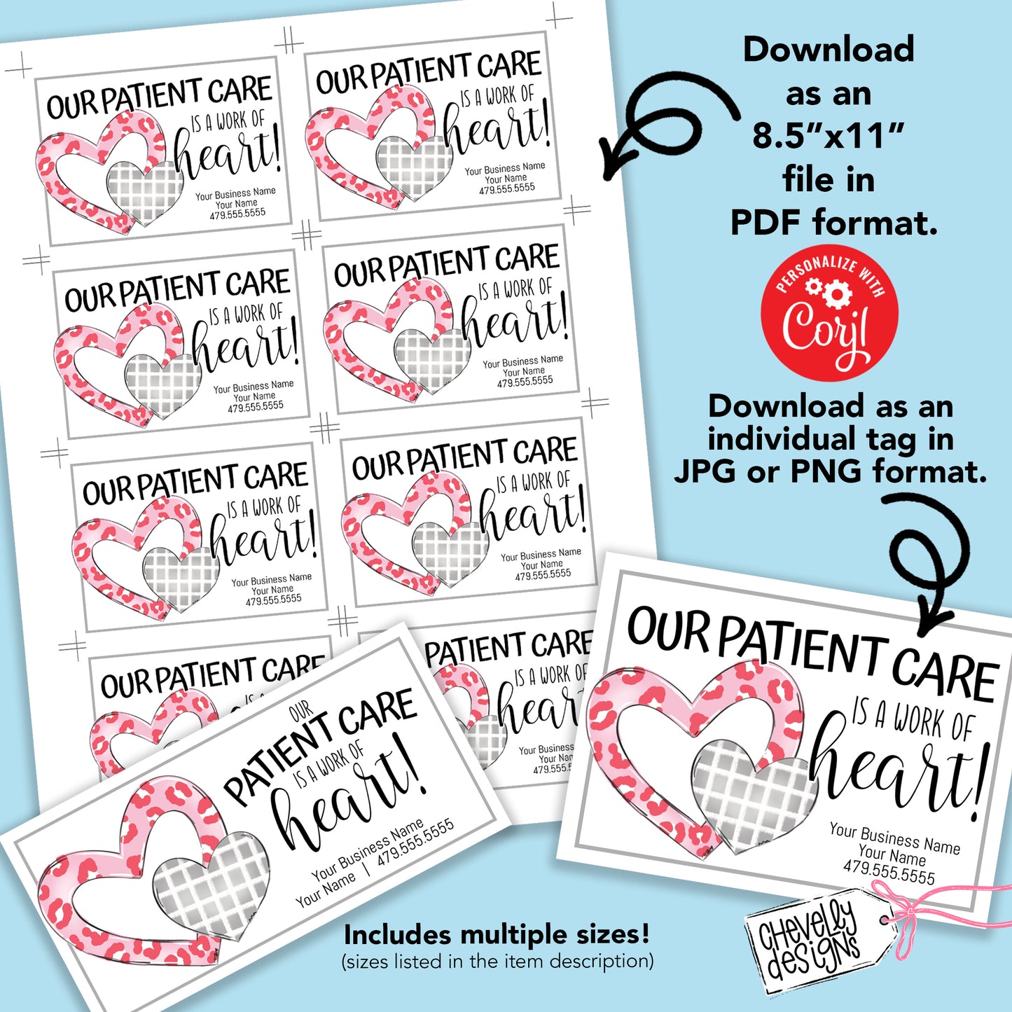 EDITABLE - Our Patient Care is a Work of Heart - Printable Referral Tags - Digital File