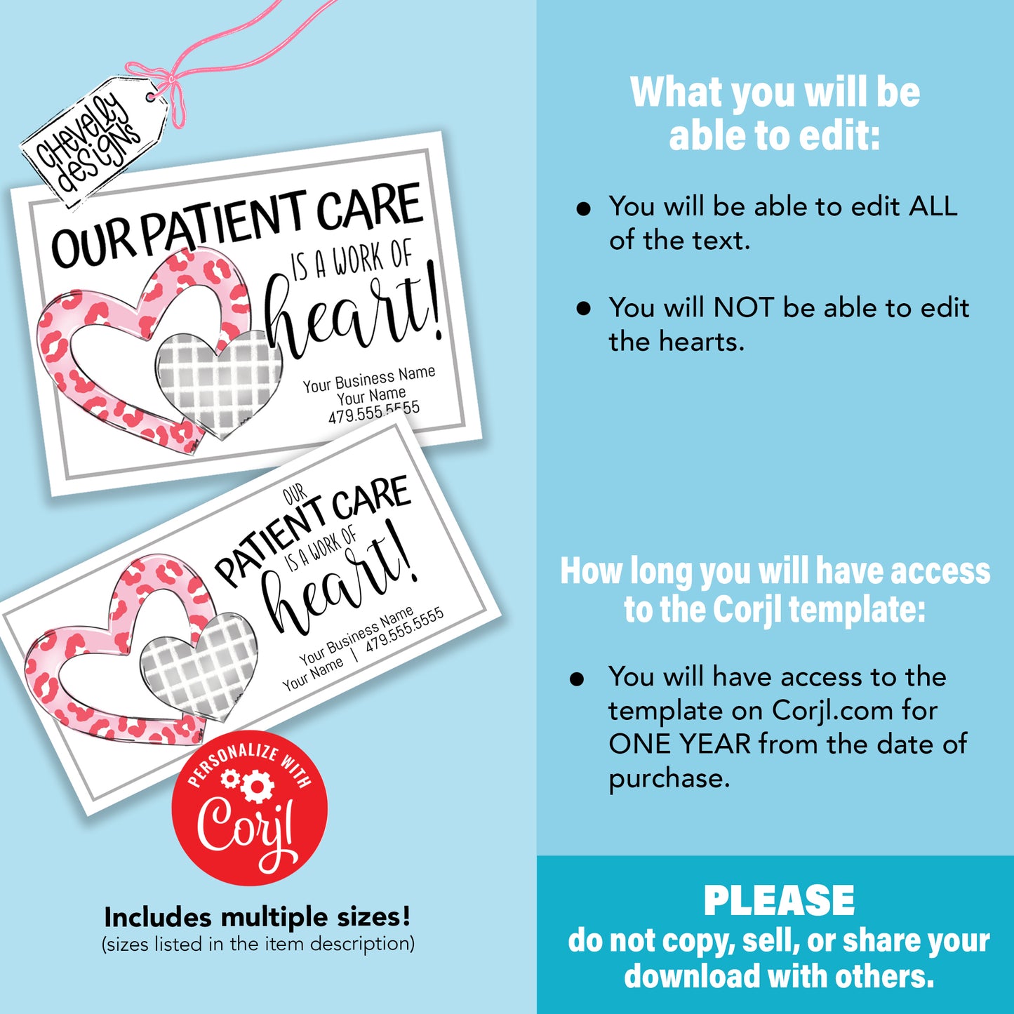 EDITABLE - Our Patient Care is a Work of Heart - Printable Referral Tags - Digital File
