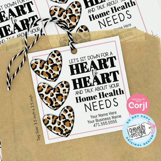 EDITABLE - Let's Have a Heart to Heart - Printable Referral Gift Tags - Digital File