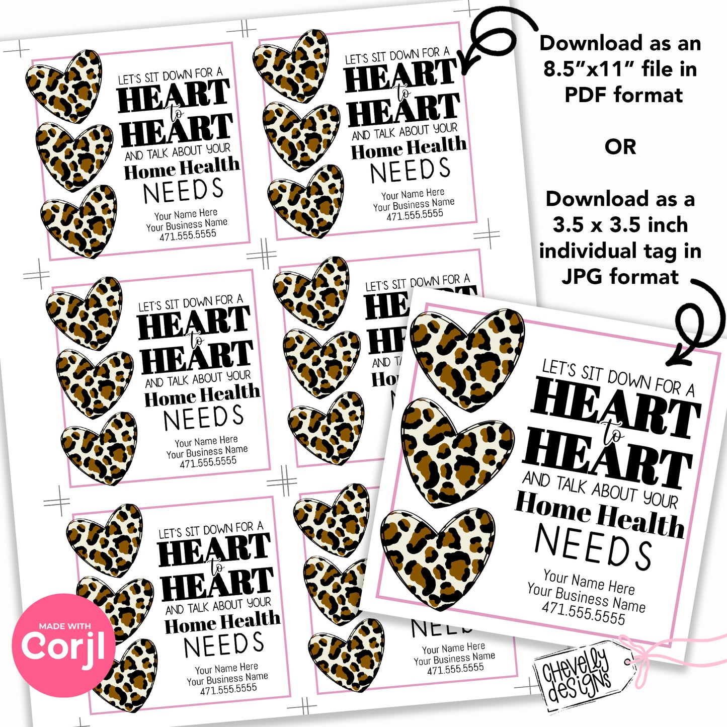 EDITABLE - Let's Have a Heart to Heart - Printable Referral Gift Tags - Digital File