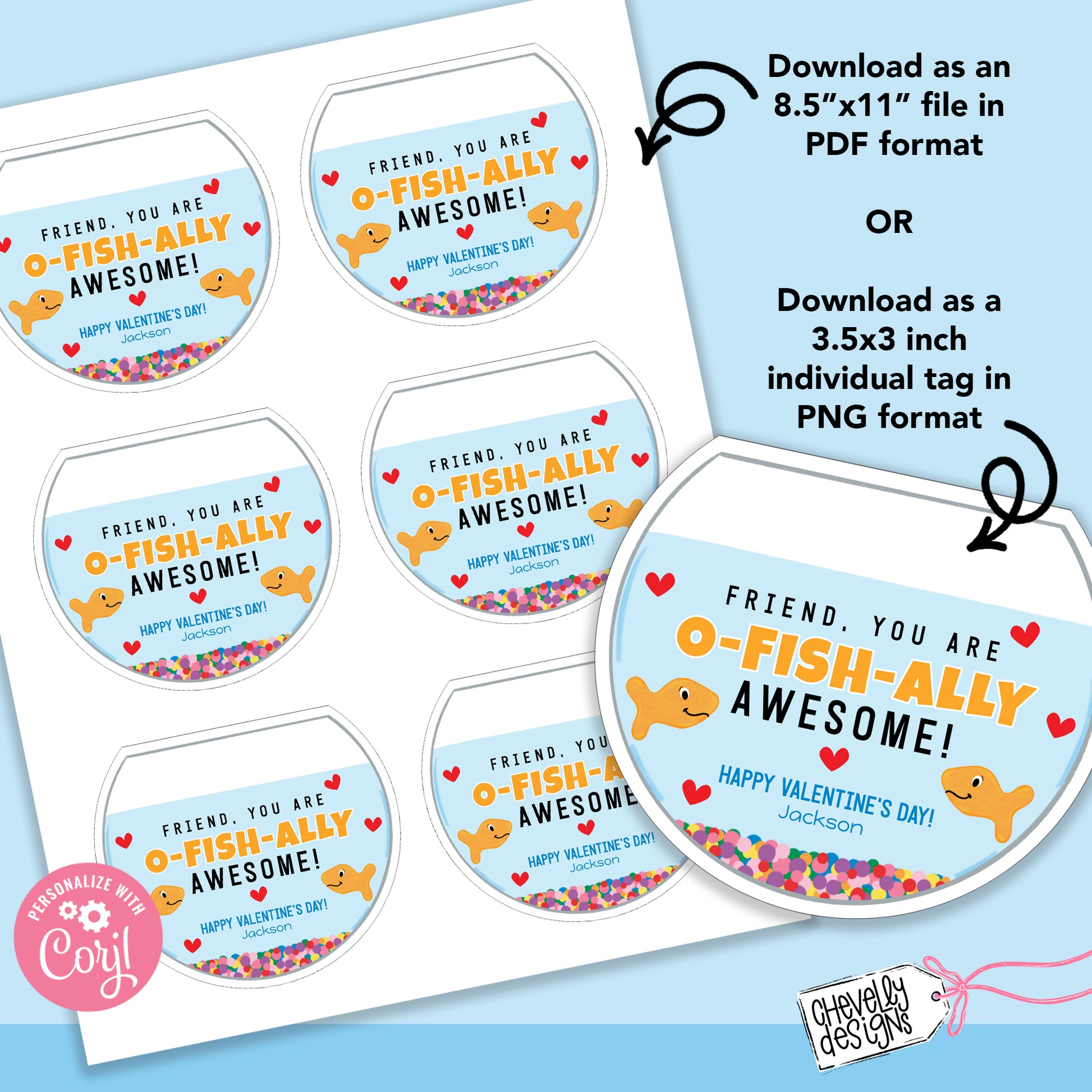 Editable - Printable Goldfish Fishbowl Valentines - Classmate gifts - –  Chevelly Designs