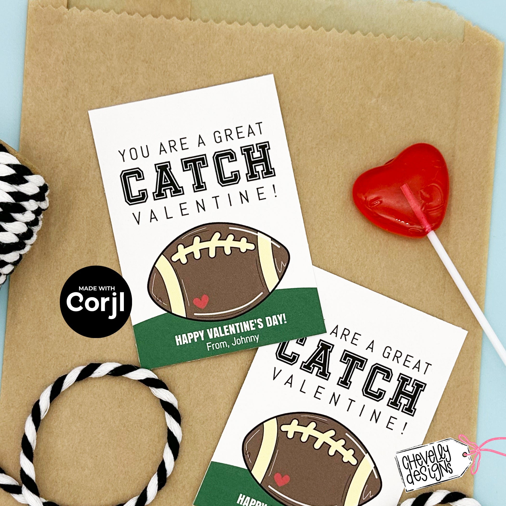 editable - you are a great catch valentine - football, sports