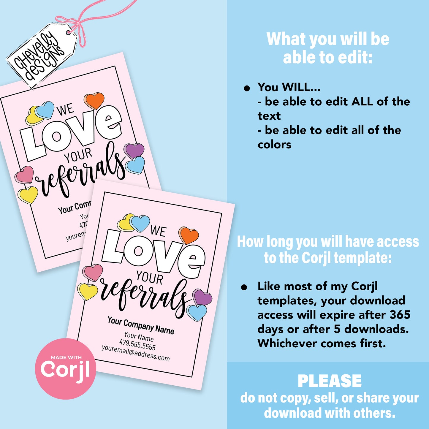 EDITABLE - We Love Your Referrals - Valentine Healthcare Marketing Gift Tag - Printable Digital File