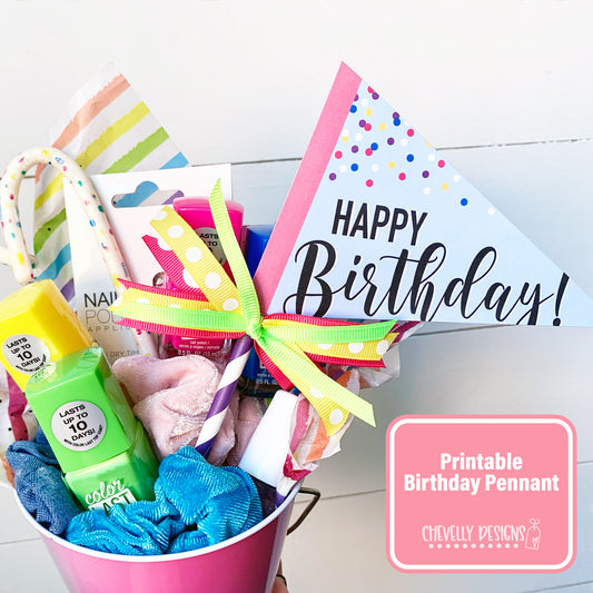 Printable Confetti Happy Birthday Pennant - DIGITAL FILE