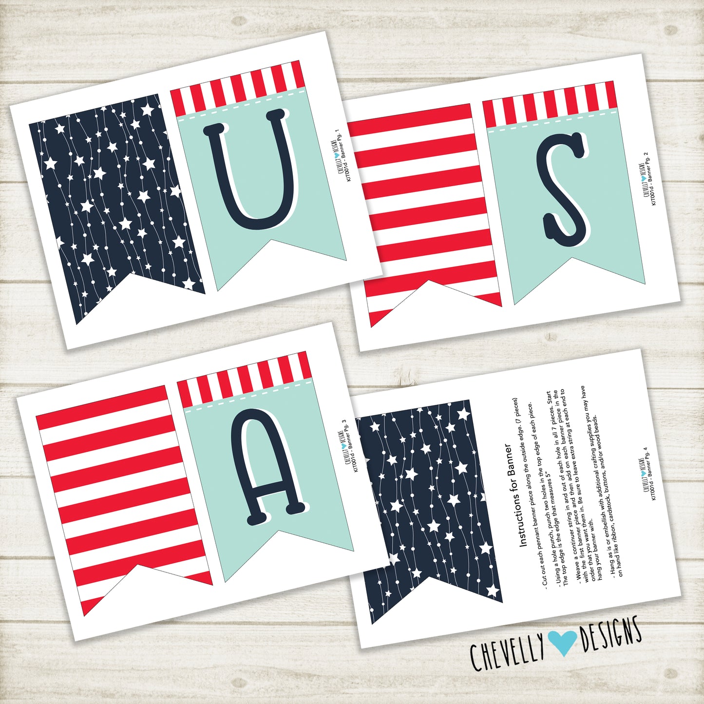Printable USA Pennant Banner | Instant Digital Download