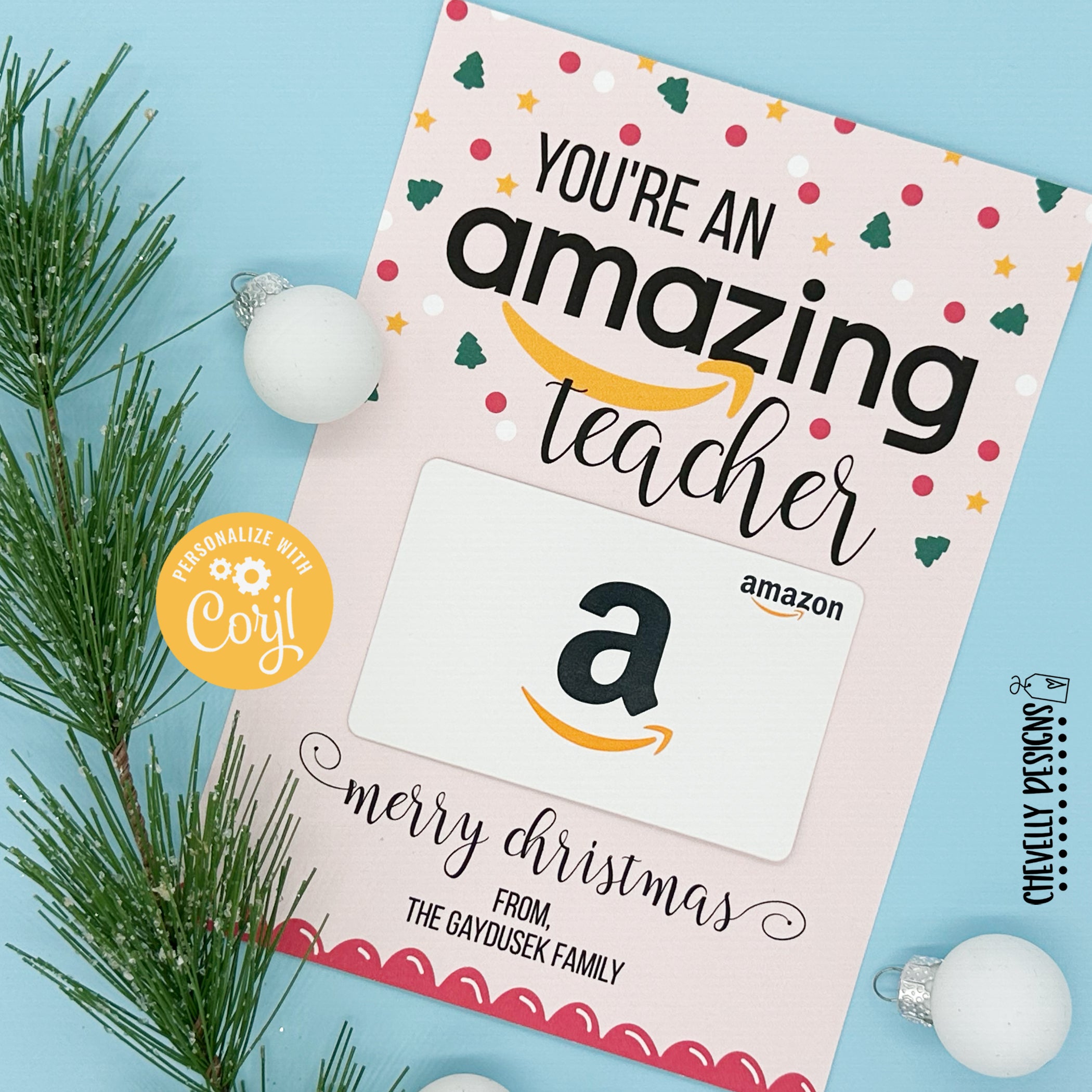 editable - christmas amazon gift card holder for teacher gifts