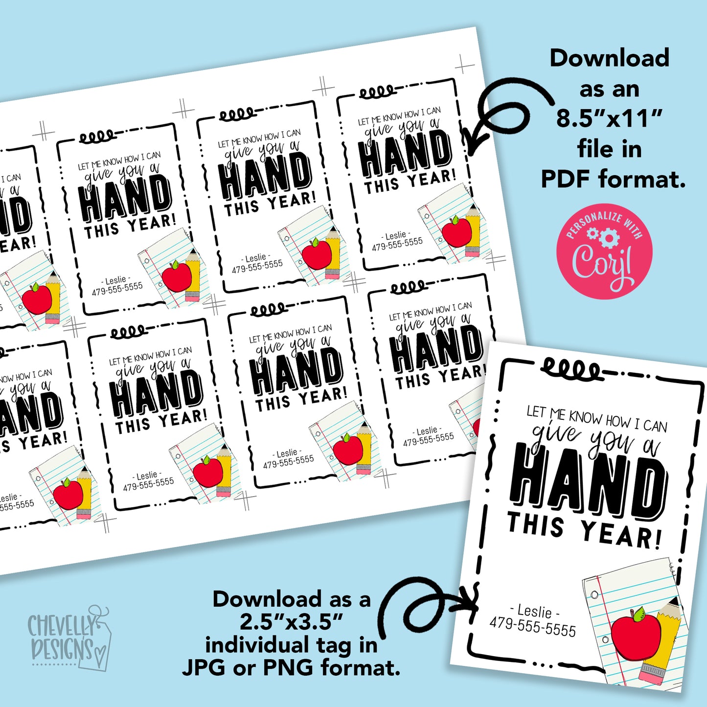 Editable - Back to School Tags for Hand Soap, Lotion, or Sanitizer Gift for Teachers - Printable Digital File