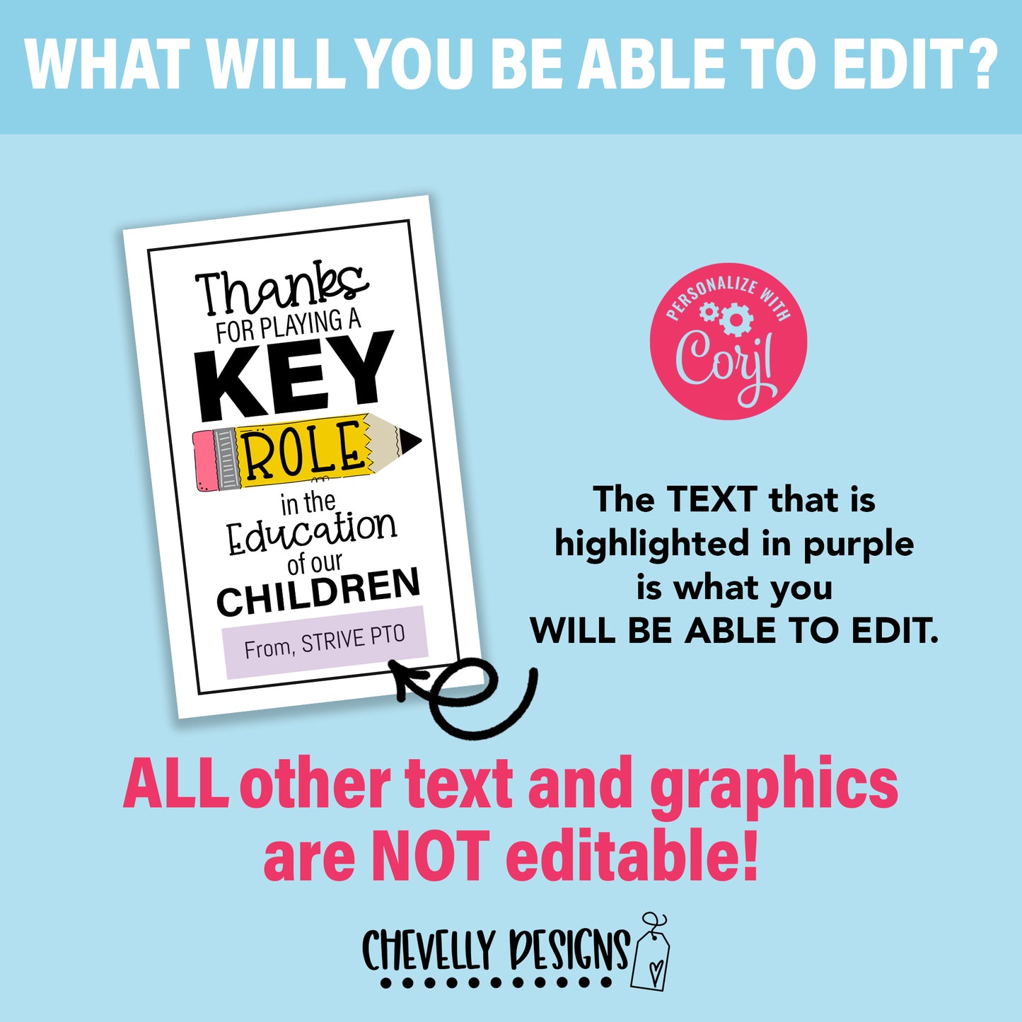 Editable - Key Role in Education - End of School Teacher Appreciation Gift Tags - Printable Digital File
